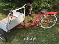 Vintage Schwinn Cycle Truck Cargo Freight 3 Wheel Delivery Bicycle Bike prewar