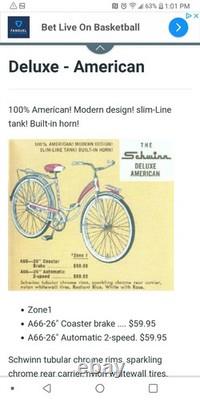 Vintage Schwinn Deluxe American ladies' bike ALL ORIGINAL 1963 Vintage Schwinn Deluxe American ladies' bike ALL ORIGINAL 1963