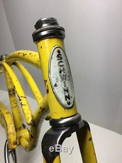 Vintage Schwinn Deluxe Stingray Boys Frame Fork Chainguard Crankset Yellow