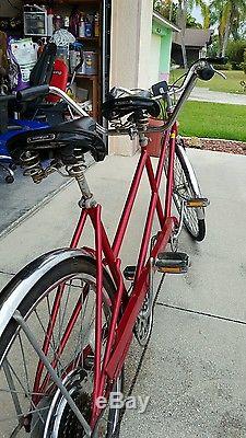 Vintage Schwinn Deluxe Twinn Tandem Bike Bicycle 5 speed All Original RED
