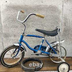 Vintage Schwinn Lil Tiger Banana Seat Bike Blue Training Wheel 12 Stingray Pixie