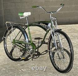 Vintage Schwinn May 1972, Campus Green, Phantom Tank, Bendix 2 Speed Yellow kickbac