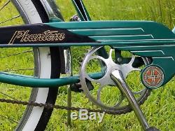 Vintage Schwinn Phantom Bicycle 1955 or 1957 Green Fully Restored Cruiser