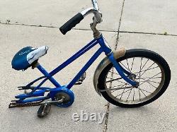 Vintage Schwinn Pixie blue kids bicycle. Original parts. Hard tire