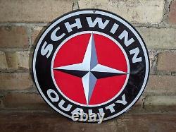 Vintage Schwinn Quality Bicycle Bike Porcelain Dealership Sign 12