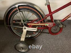 Vintage Schwinn Red Pixie Bicycle Original Training Wheels Super Nice Look