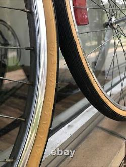Vintage Schwinn S6 26 1 3/8 Rear Bicycle Chrome Wheel Rim Set Tires Reflector