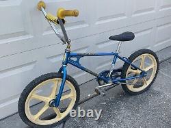 Vintage Schwinn Scrambler Phantom Bmx Bike Blue Yellow Mag Wheels Bicycle Tuff