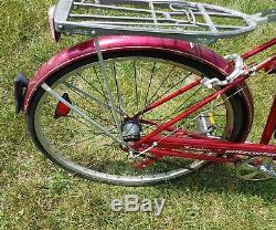 Vintage Schwinn Speedster Red Men's Bicycle 26 3 Speed Bike 1970'S