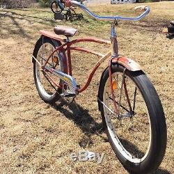 Vintage Schwinn Spitfire Balloon Tire Straight Bar Cruiser Boys 24 Bike
