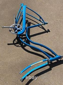 Vintage Schwinn Starlet 26 Bicycle Frame w Pedal Crank & Front Fork Orig Paint