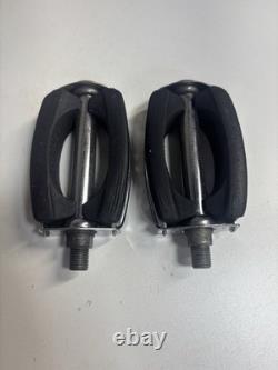 Vintage Schwinn Sting-Ray Krate Bicycle Pedals Rubber Block Chrome Pair