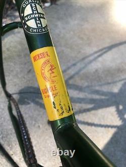 Vintage Schwinn Stingray 1971 Frame Green Slik Chik 20