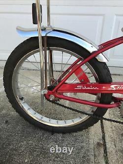 Vintage Schwinn Stingray Bicycle 1970s Apple Red All Original Good Condition