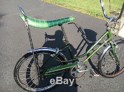 Vintage Schwinn Stingray Stardust 3 Speed Bicycle Green 20 All Original