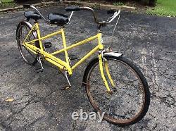 Vintage Schwinn Twin Tandem Bike Original Yellow Paint Good