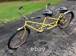 Vintage Schwinn Twin Tandem Bike Original Yellow Paint Good