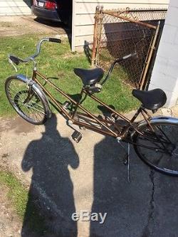 Vintage Schwinn Twinn Tandem Bicycle Bike 2 Person Brown Pickup Only