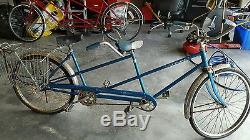 Vintage Schwinn Twinn Tandem Bicycle Classic Blue 2 Seat 1960s Original