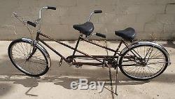 Vintage Schwinn Twinn Tandem Bicycle Classic Brown 2 Seat 1960s Ships Speed