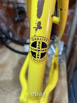 Vintage Schwinn Twinn Tandem USA Bicycle Frame Yellow JG102437 Built Sept'71