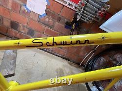 Vintage Schwinn Twinn Tandem USA Bicycle Frame Yellow JG102437 Built Sept'71