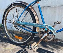 Vintage Schwinn Typhoon Bicycle 70s Distressed Cruiser Blue Orange Knicks Mets