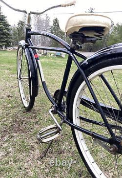 Vintage Schwinn Typhoon Bike 1962 Boys 24 JR Cruiser RARE Twin Bar Frame Black