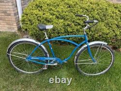 Vintage Schwinn Typhoon Men's Single Speed Cruiser Bike Blue 1966 S7 Mid Wt