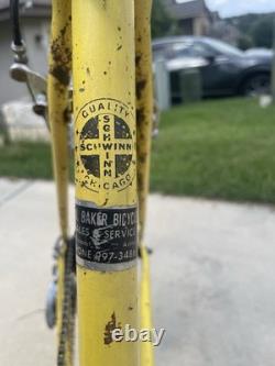 Vintage Schwinn Varsity 24 Small Frame Road Bike Yellow 10-Speed Early 1970s