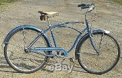 Vintage Schwinn bicycle Rare 1954 Tiger 3spd good og dark blue paint
