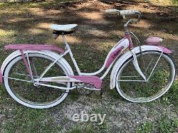 Vintage Starlet Pink And White Coral B. F. Goodrich Schwinn Bicycle 1950s