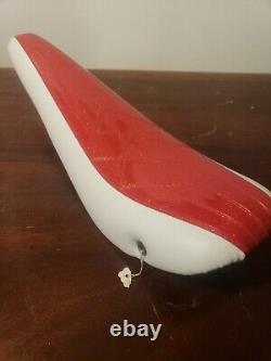 Vintage Troxel White with Red Glitter High Back Muscle Bike Banana Seat Schwinn