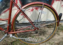 Vintage Womens Schwinn World Tourist Bike Bicycle Red Cruiser 1980's Dark Cherry