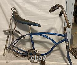 Vintage blue 1977 Schwinn stingray bicycle frame Chicago muscle bike? Retro Ray