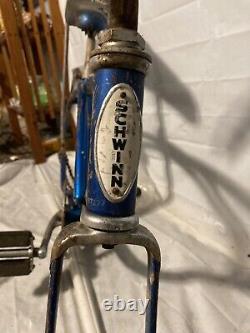 Vintage blue 1977 Schwinn stingray bicycle frame Chicago muscle bike? Retro Ray