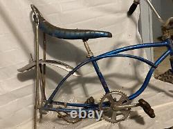 Vintage blue 1977 Schwinn stingray bicycle frame Chicago muscle bike? Retro Ray