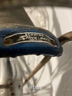 Vintage blue 1977 Schwinn stingray bicycle frame Chicago muscle bike? Retro Ray