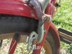 Vtg 1940s Red SCHWINN Bicycle New World 2 Speed with Bell & Book Holder Original
