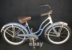 Vtg 1950 Schwinn Spitfire Bicycle Cruiser Blue Girls Bike 20 Skip Tooth HTF