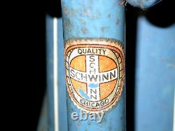 Vtg 1950 Schwinn Spitfire Bicycle Cruiser Blue Girls Bike 20 Skip Tooth HTF