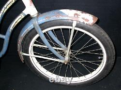 Vtg 1950 Schwinn Spitfire Bicycle Cruiser Blue Girls Bike 20 Skip Tooth HTF