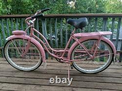 Vtg 1950s 1953 schwinn majestic womens pink pinup mod 3 speed bicycle 50s bike
