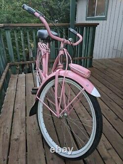 Vtg 1950s 1953 schwinn majestic womens pink pinup mod 3 speed bicycle 50s bike
