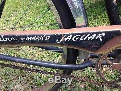 Vtg 1950s SCHWINN JAGUAR MARK IV Bicycle (Bike) VINTAGE RETRO BLACK TANK