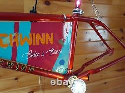 Vtg 1980s Schwinn Bike Folk Art Dealer Sales & Service Lighted Sign Memphis Pop