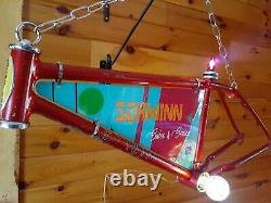 Vtg 1980s Schwinn Bike Folk Art Dealer Sales & Service Lighted Sign Memphis Pop