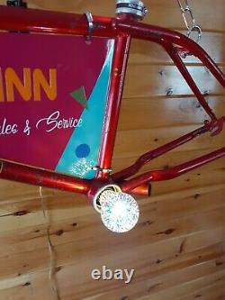 Vtg 1980s Schwinn Bike Folk Art Dealer Sales & Service Lighted Sign Memphis Pop