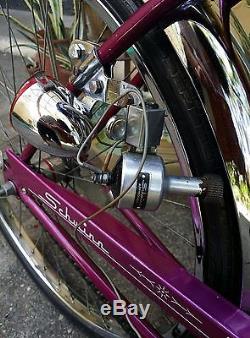 Vtg 60s Ladies Schwinn Hollywood Beach Cruiser Bicycle Survivor Magenta 100% Org