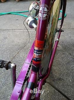 Vtg 60s Ladies Schwinn Hollywood Beach Cruiser Bicycle Survivor Magenta 100% Org